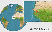 Satellite Location Map of Upper Saloum, highlighted parent region