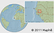 Savanna Style Location Map of Upper Saloum, highlighted parent region, within the entire country, hill shading