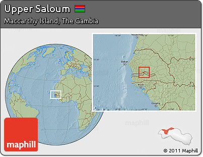 Savanna Style Location Map of Upper Saloum, hill shading