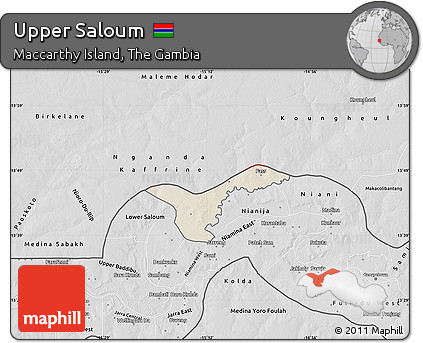 Shaded Relief Map of Upper Saloum, desaturated