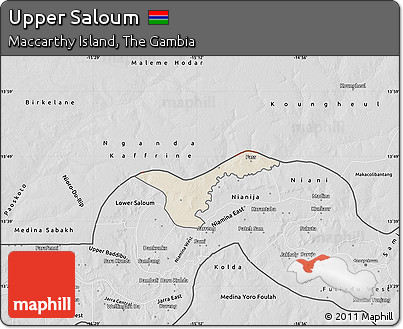 Shaded Relief Map of Upper Saloum, desaturated