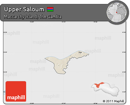 Shaded Relief Map of Upper Saloum, single color outside
