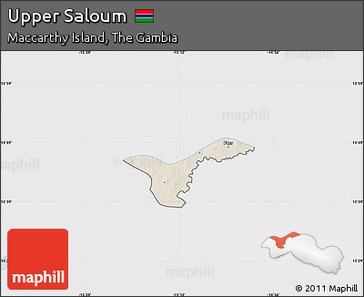 Shaded Relief Map of Upper Saloum, single color outside