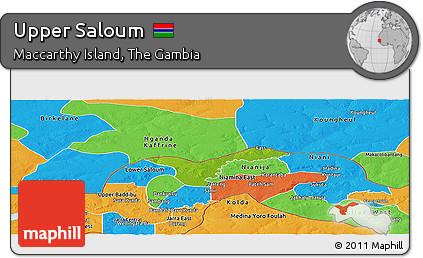 Physical Panoramic Map of Upper Saloum, political outside