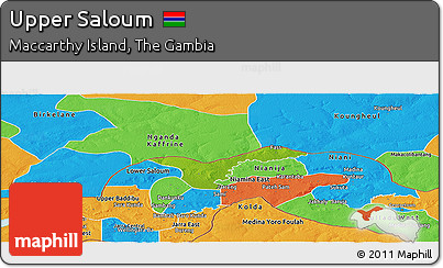 Physical Panoramic Map of Upper Saloum, political outside