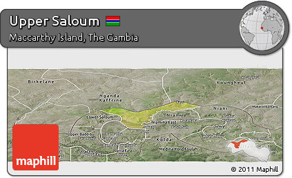 Satellite Panoramic Map of Upper Saloum, semi-desaturated