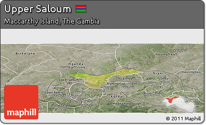 Satellite Panoramic Map of Upper Saloum, semi-desaturated