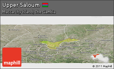 Satellite Panoramic Map of Upper Saloum, semi-desaturated