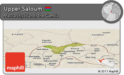 Satellite Panoramic Map of Upper Saloum, shaded relief outside