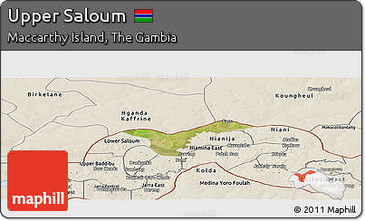 Satellite Panoramic Map of Upper Saloum, shaded relief outside