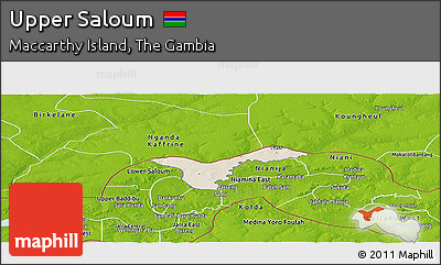Shaded Relief Panoramic Map of Upper Saloum, physical outside