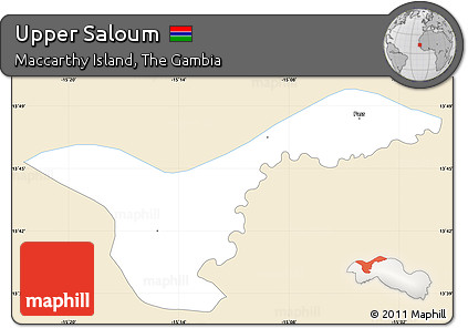 Classic Style Simple Map of Upper Saloum, single color outside