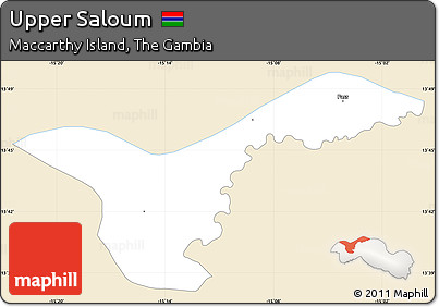 Classic Style Simple Map of Upper Saloum, single color outside