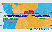 Flag Map of The Gambia, political outside