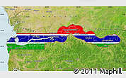 Flag Map of The Gambia, satellite outside, bathymetry sea