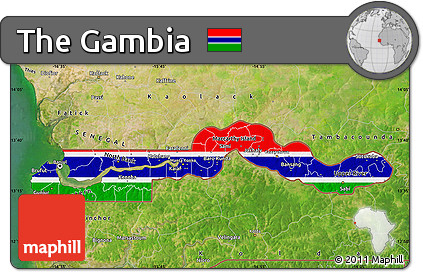 Flag Map of the Gambia, satellite outside
