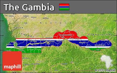 Flag Map of the Gambia, satellite outside