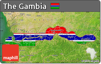 Flag Map of the Gambia, satellite outside