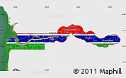 Flag Map of The Gambia, single color outside, satellite sea