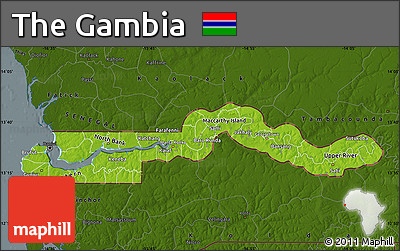 Physical Map of the Gambia, darken