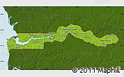 Physical Map of The Gambia, darken, land only