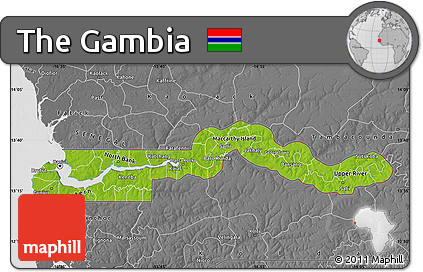 Physical Map of the Gambia, desaturated