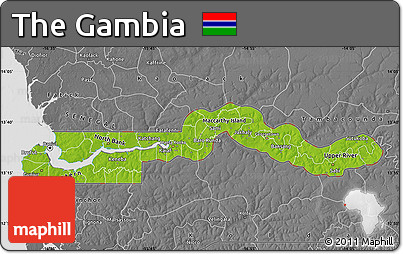 Physical Map of the Gambia, desaturated
