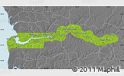 Physical Map of The Gambia, desaturated, land only