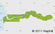 Physical Map of The Gambia, single color outside