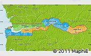 Political Map of The Gambia, physical outside