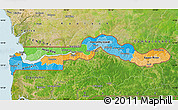 Political Map of The Gambia, satellite outside, bathymetry sea