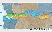 Political Map of The Gambia, semi-desaturated, land only