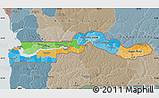 Political Map of The Gambia, semi-desaturated