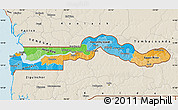 Political Map of The Gambia, shaded relief outside, bathymetry sea