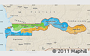 Political Map of The Gambia, shaded relief outside