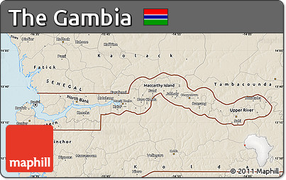 Shaded Relief Map of the Gambia