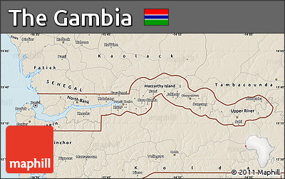Shaded Relief Map of the Gambia