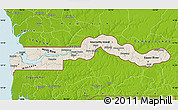 Shaded Relief Map of The Gambia, physical outside