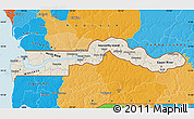 Shaded Relief Map of The Gambia, political outside