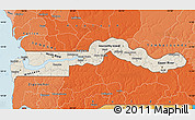 Shaded Relief Map of The Gambia, political shades outside