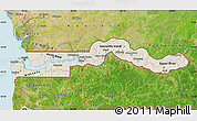 Shaded Relief Map of The Gambia, satellite outside, shaded relief sea