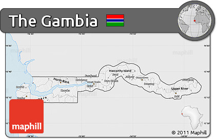 Silver Style Map of the Gambia, single color outside