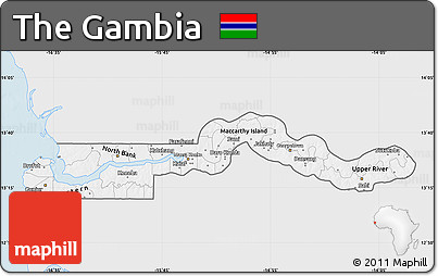 Silver Style Map of the Gambia, single color outside