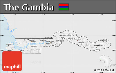 Silver Style Map of the Gambia, single color outside