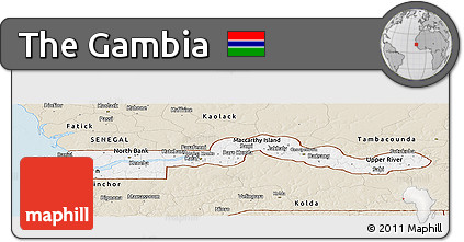 Classic Style Panoramic Map of the Gambia