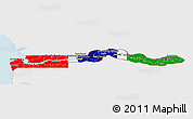 Flag Panoramic Map of The Gambia, single color outside, shaded relief sea, flag rotated