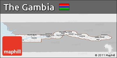 Gray Panoramic Map of the Gambia, single color outside