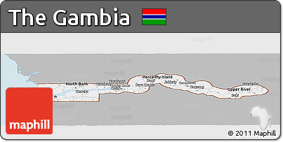 Gray Panoramic Map of the Gambia, single color outside