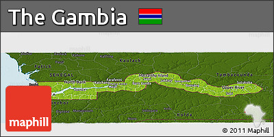 Physical Panoramic Map of the Gambia, darken, land only