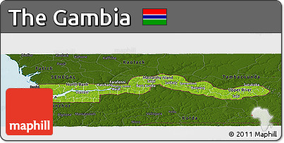 Physical Panoramic Map of the Gambia, darken, land only